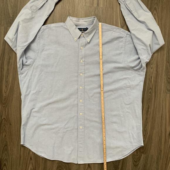 Ralph Lauren Shirt Mens 3XLT Blue Knit Oxford Long Sleeve Button Down Flesh Pony - Picture 7 of 9